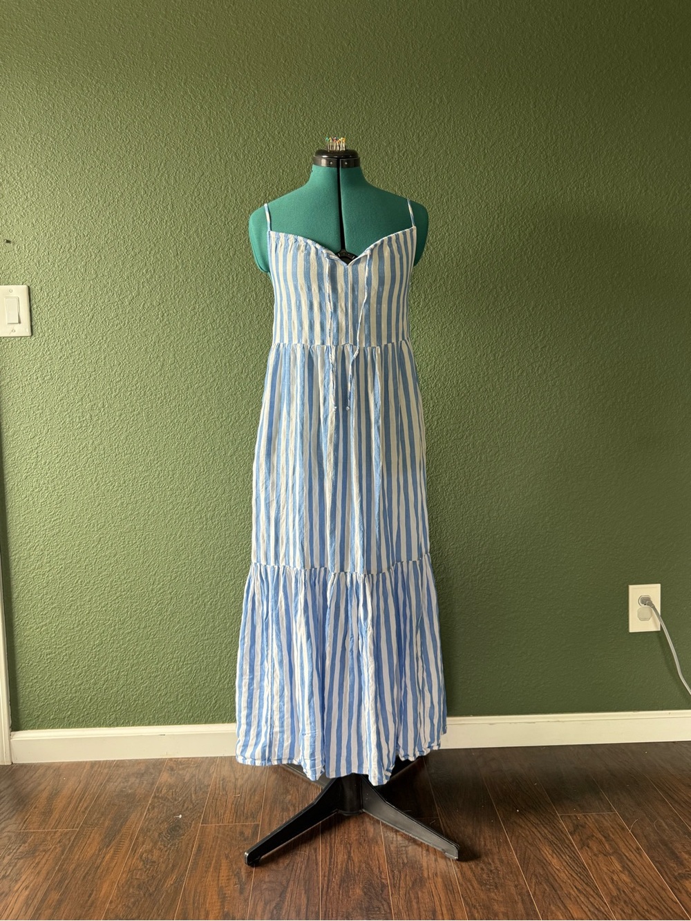 Old Navy Blue and White Striped Spaghetti-Strap Maxi Dress - Picture 1 of 2